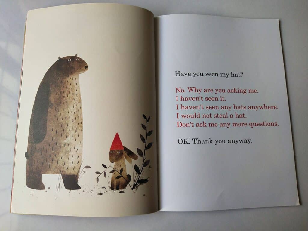 Bear is searching for his hat.