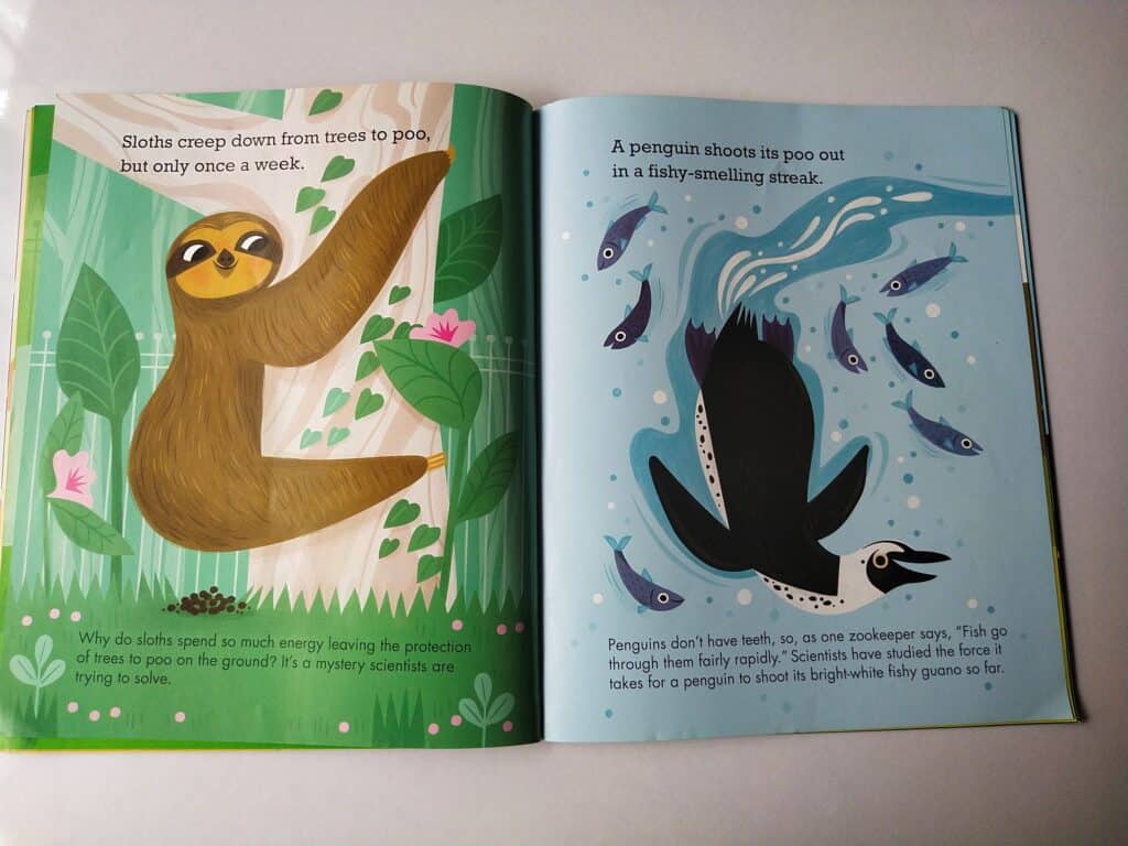 The poop information of sloth and Penguin