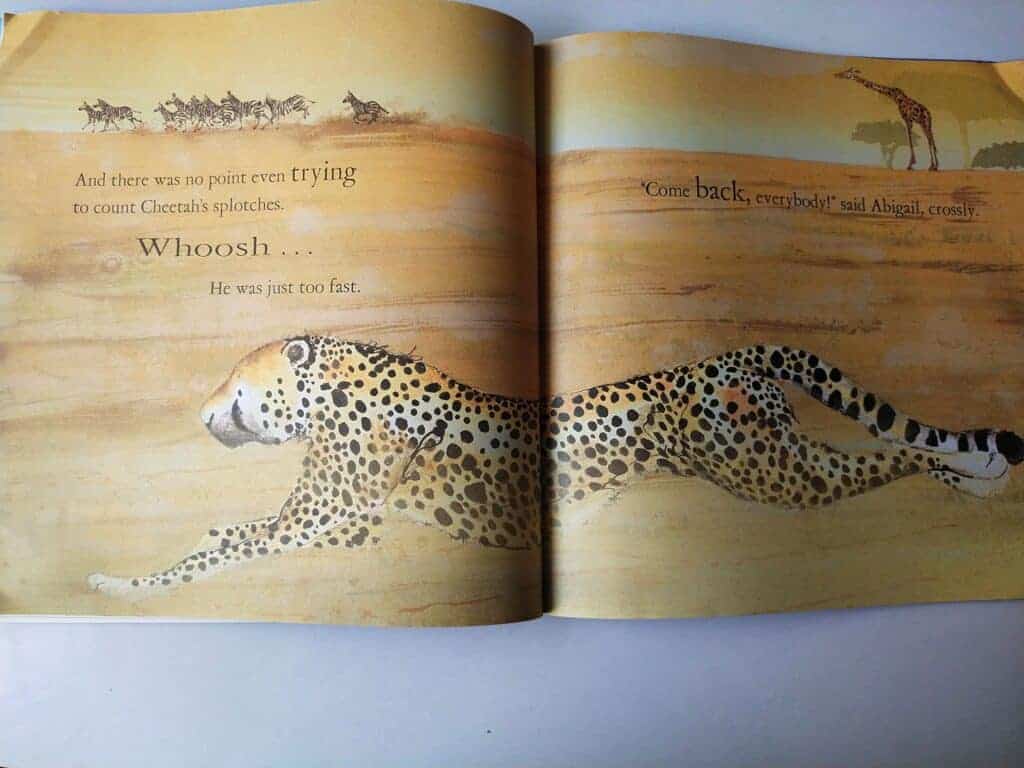 Abigail couldn't count cheetah's spots as it went too fast.