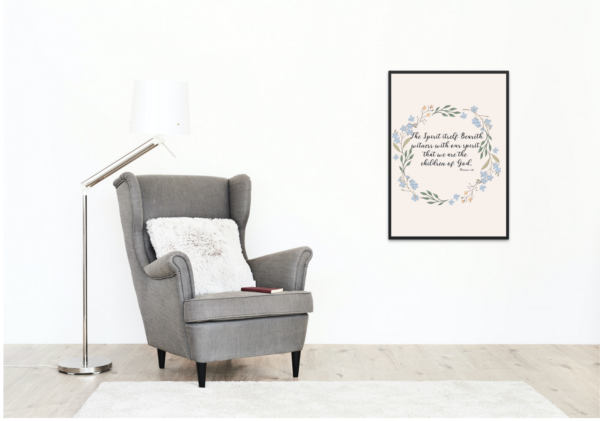 Romans 8:16 Bible Verse, Scripture Wall Art, Bible Quote, Instant Download, Christian wall art.