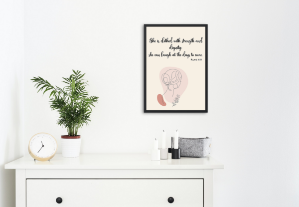 Proverbs 31: 25, Bible Verse, Scripture Wall Art, Bible Quote, Bible verse christian wall art, Instant Download.