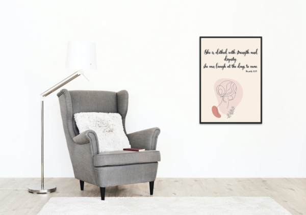 Proverbs 31: 25, Bible Verse, Scripture Wall Art, Bible Quote, Bible verse christian wall art, Instant Download. - Image 3