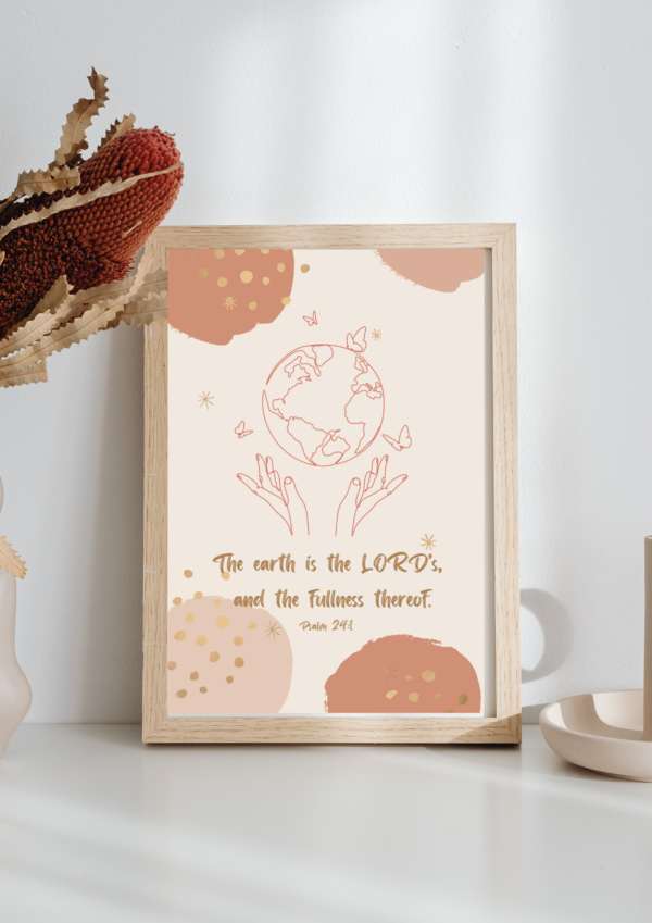 Psalm 24:1 Bible Verse, Scripture Wall Art, Bible Quote, Bible verse christian wall art, Instant Download. - Image 3
