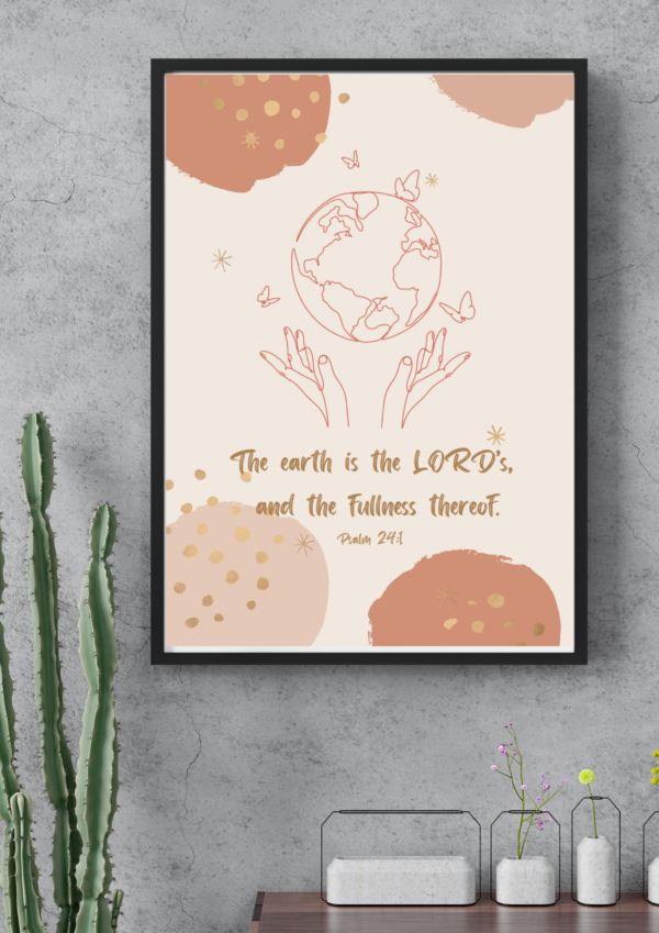 Psalm 24:1 Bible Verse, Scripture Wall Art, Bible Quote, Bible verse christian wall art, Instant Download. - Image 2