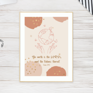 Psalm 24:1 Bible Verse, Scripture Wall Art, Bible Quote, Bible verse christian wall art, Instant Download.