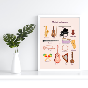 Musical Instruments Educational Poster, Musical Instruments, Music Poster, Preschool, Homeschool Resource, Kindergarten